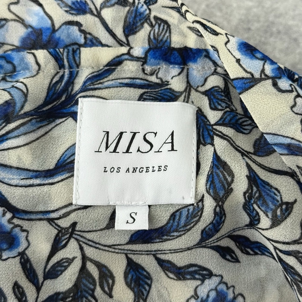 Misa Los Angeles Blue Floral Tiered Long Sleeve Maxi Dress - Picture 7 of 9